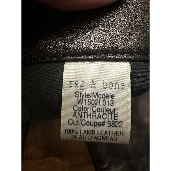 Rag & Bone 100% Lamb Soft Leather Skinny Pants Anthracite Black Size 27 Edgy - Picture 9 of 16